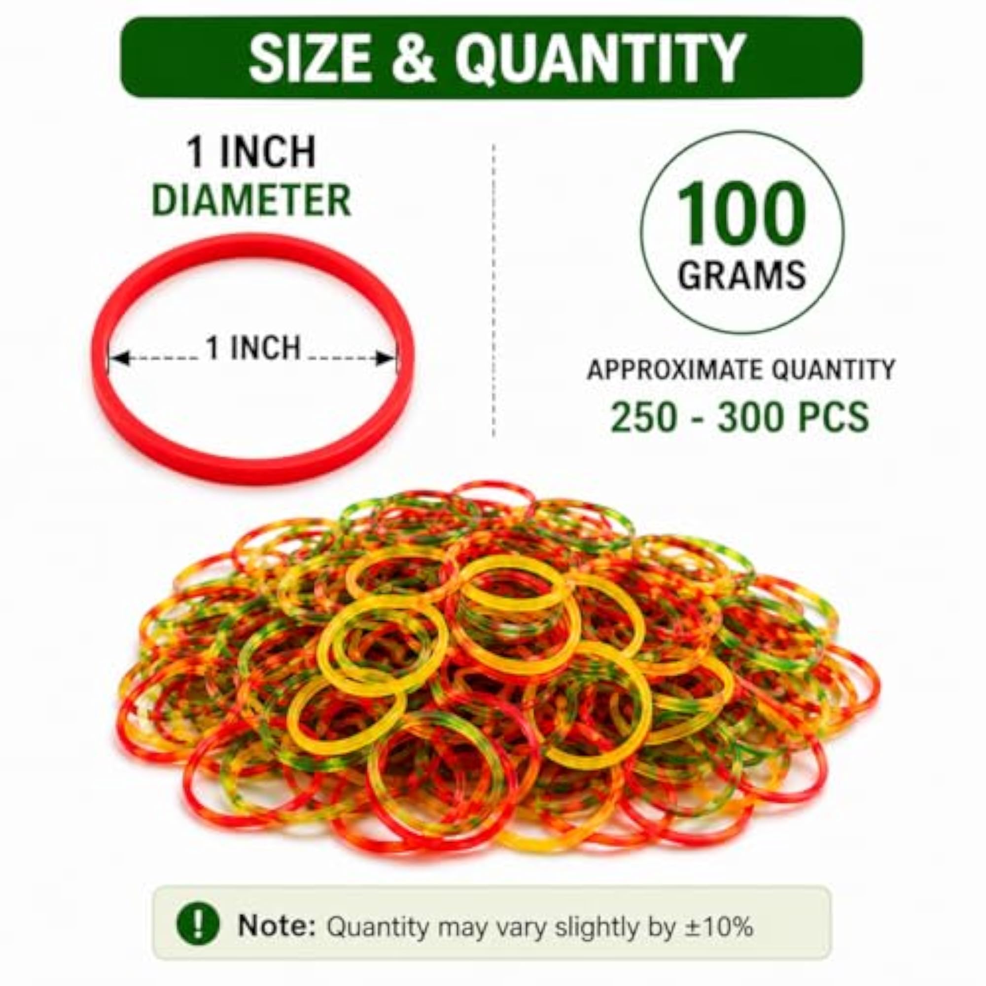 Pack of 100 Strong & Stretchable Rubber Bands